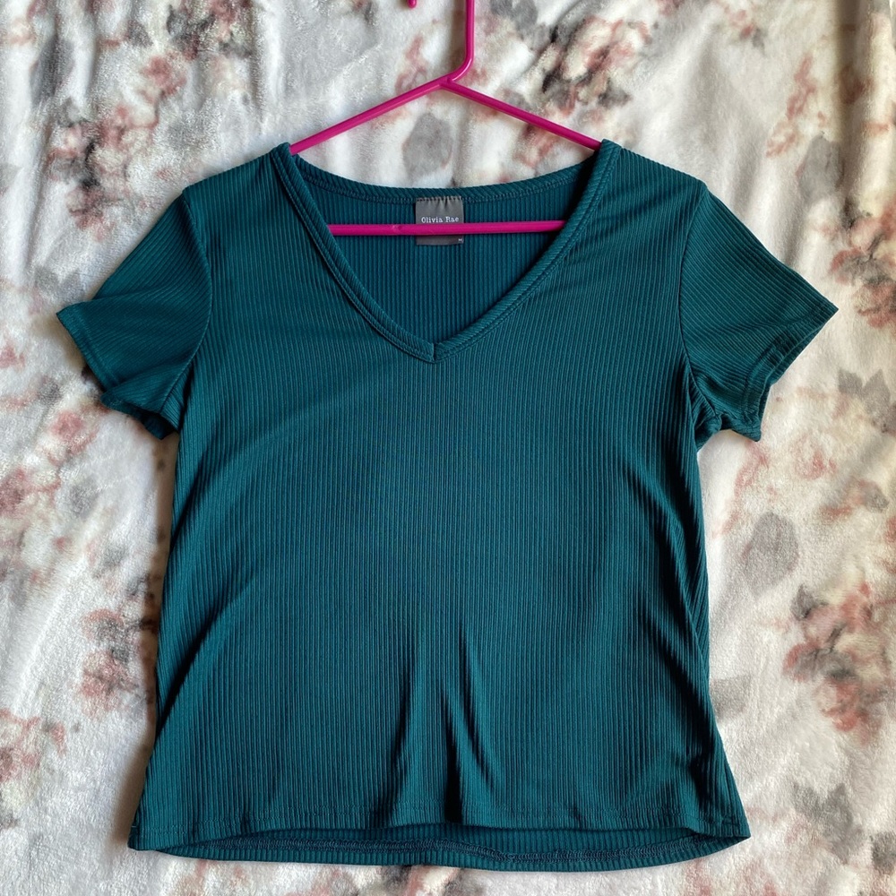 Olivia Rae Blue Fitted Short Sleeve Tee